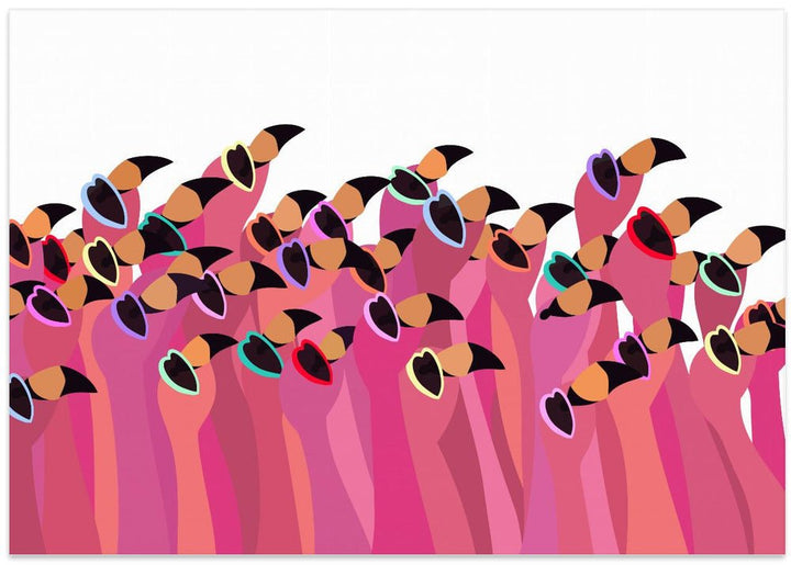 Flock flamingo white - Stretched Canvas, Poster or Fine Art Print - I Heart Wall Art - Poster Print, Canvas Print or Framed Art Print