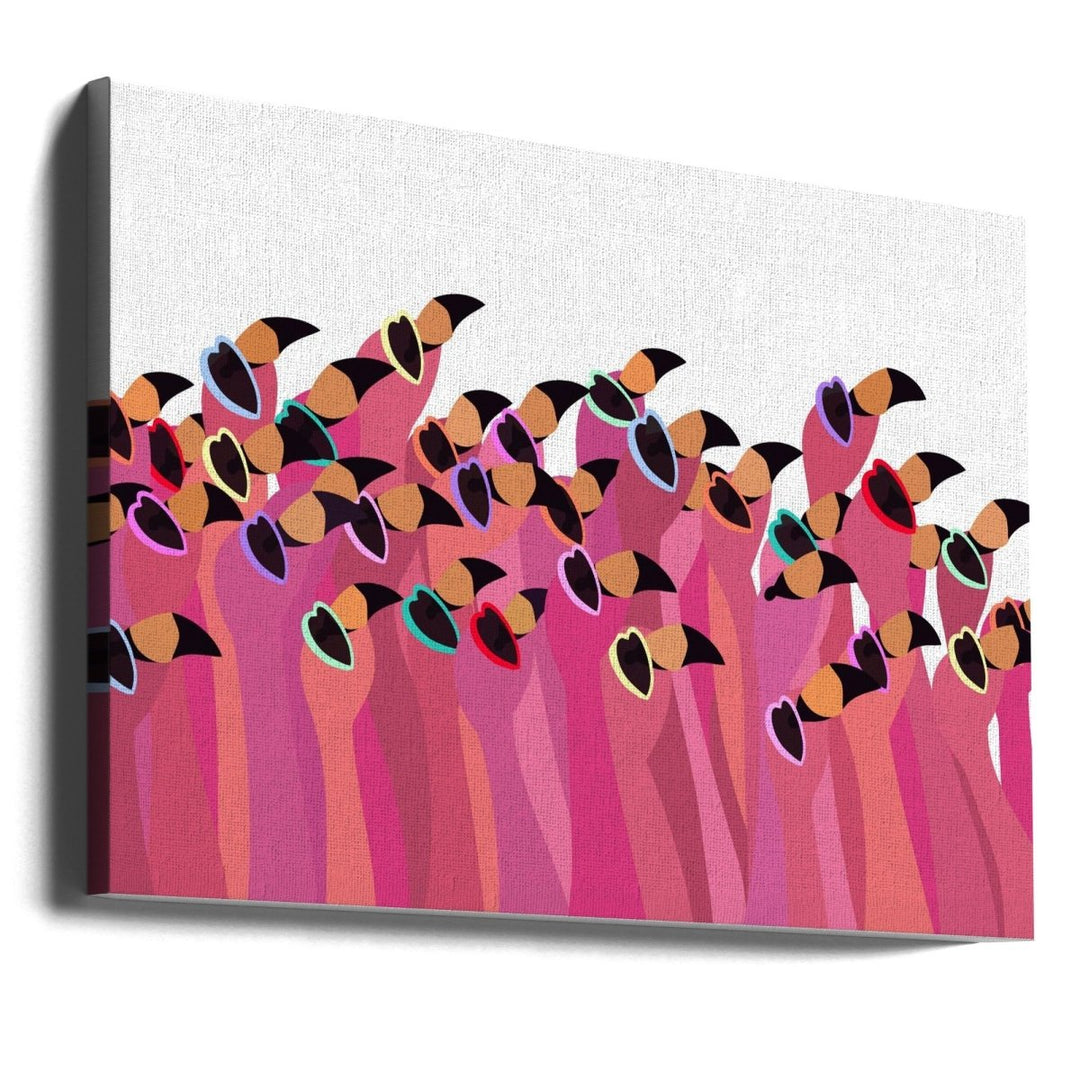 Flock flamingo white - Stretched Canvas, Poster or Fine Art Print - I Heart Wall Art - Poster Print, Canvas Print or Framed Art Print