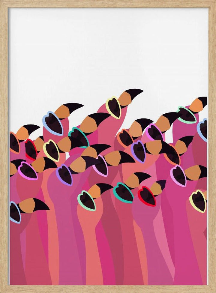 Flock flamingo white - Stretched Canvas, Poster or Fine Art Print - I Heart Wall Art - Poster Print, Canvas Print or Framed Art Print