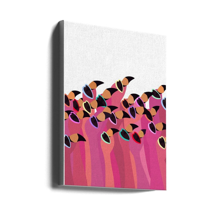 Flock flamingo white - Stretched Canvas, Poster or Fine Art Print - I Heart Wall Art - Poster Print, Canvas Print or Framed Art Print
