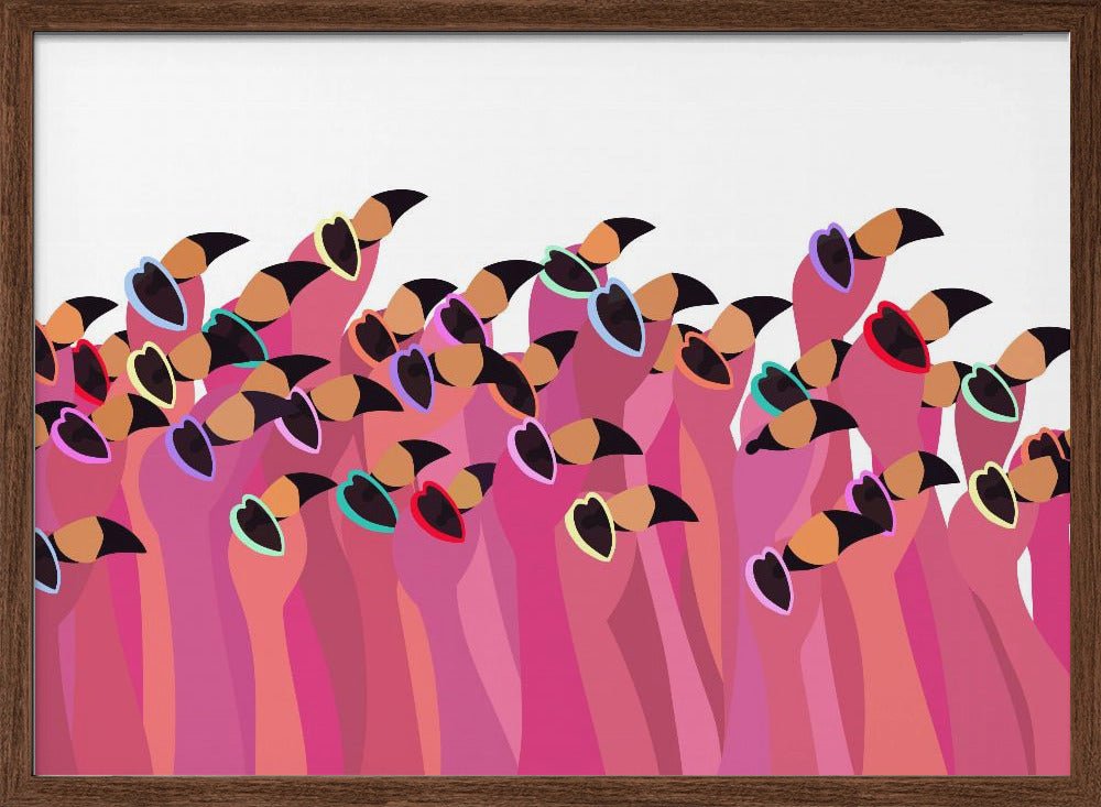 Flock flamingo white - Stretched Canvas, Poster or Fine Art Print - I Heart Wall Art - Poster Print, Canvas Print or Framed Art Print