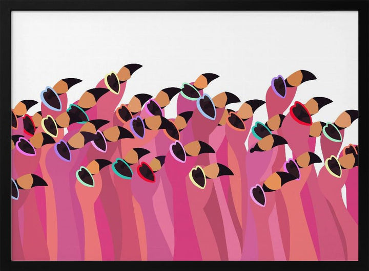 Flock flamingo white - Stretched Canvas, Poster or Fine Art Print - I Heart Wall Art - Poster Print, Canvas Print or Framed Art Print