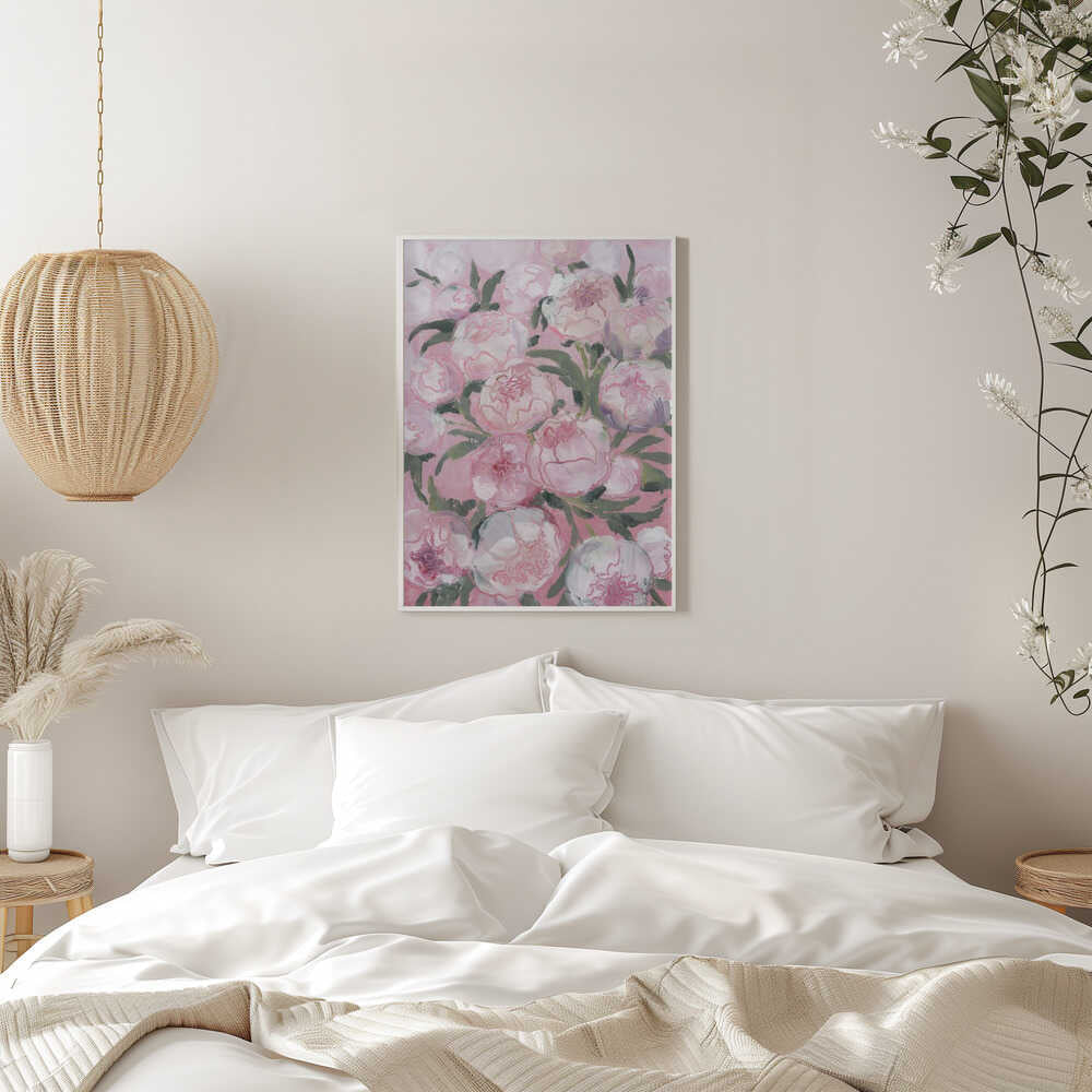 Floral Composition Of Pink Peonies - Stretched Canvas, Poster or Fine Art Print - I Heart Wall Art - Poster Print, Canvas Print or Framed Art Print
