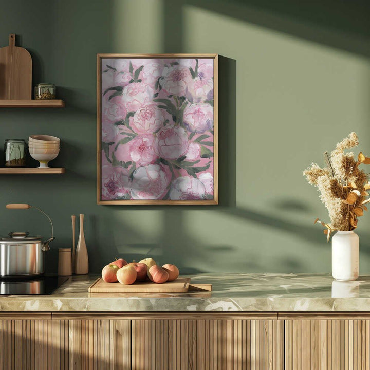 Floral Composition Of Pink Peonies - Stretched Canvas, Poster or Fine Art Print - I Heart Wall Art - Poster Print, Canvas Print or Framed Art Print