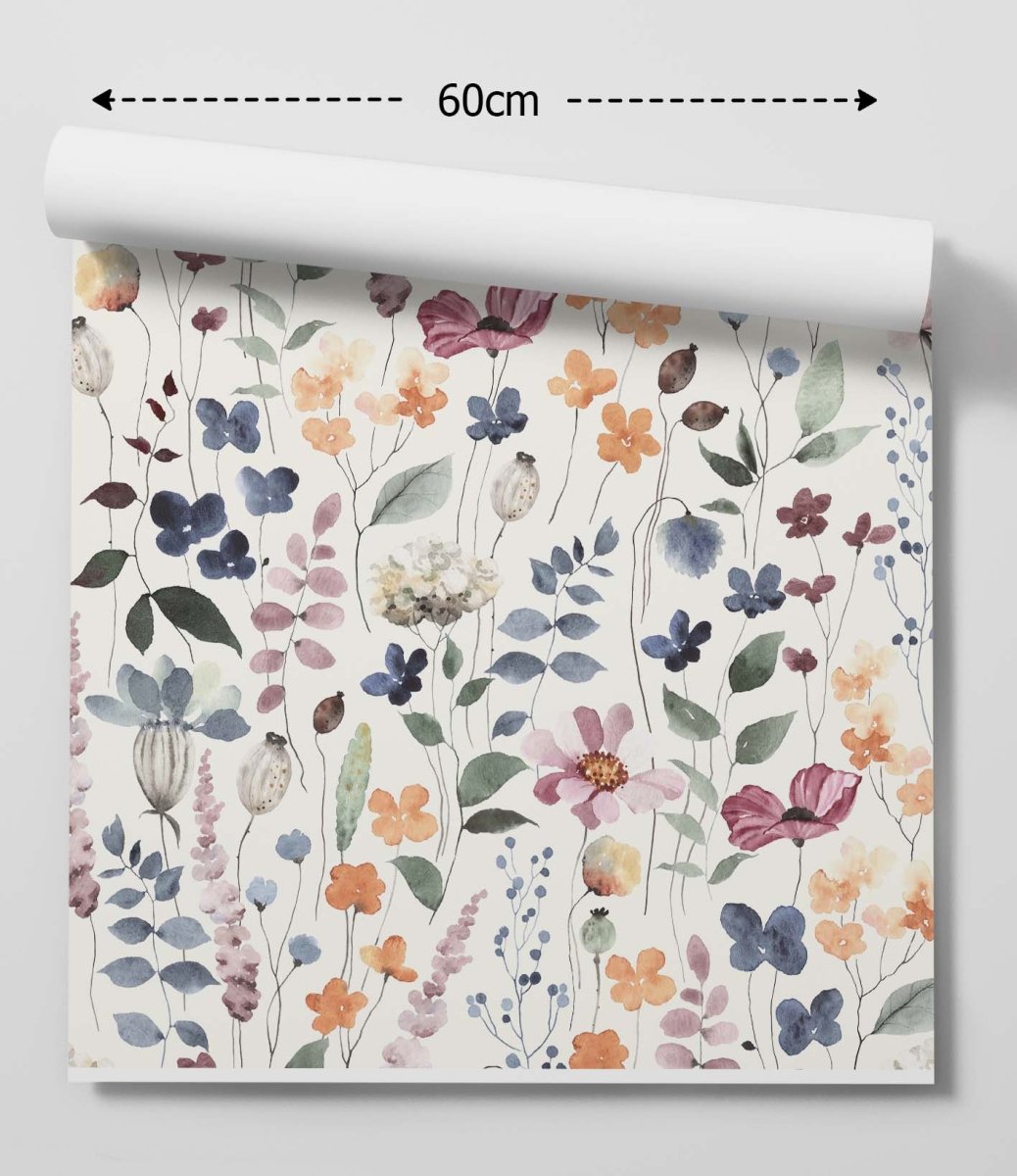 Floral Delight Wallpaper - Colourful Floral Watercolour Wallpaper - I Heart Wall Art - Poster Print, Canvas Print or Framed Art Print
