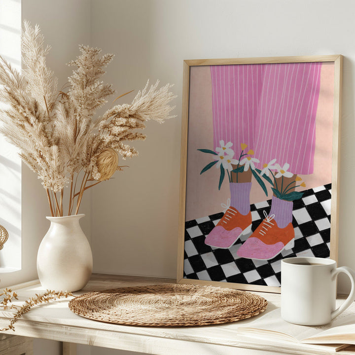 Floral Socks - Stretched Canvas, Poster or Fine Art Print I Heart Wall Art