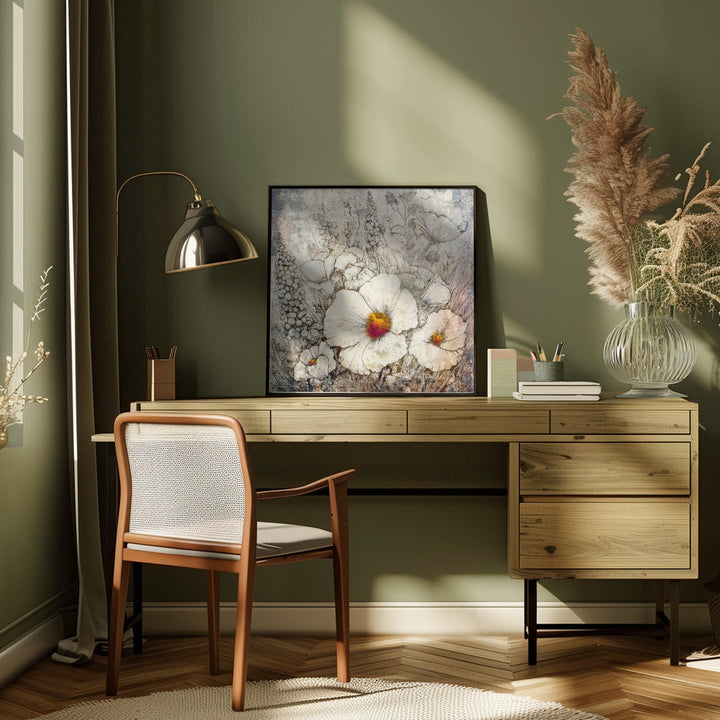 Floral Vintage Art Illustration 23 - Square Stretched Canvas, Poster or Fine Art Print I Heart Wall Art