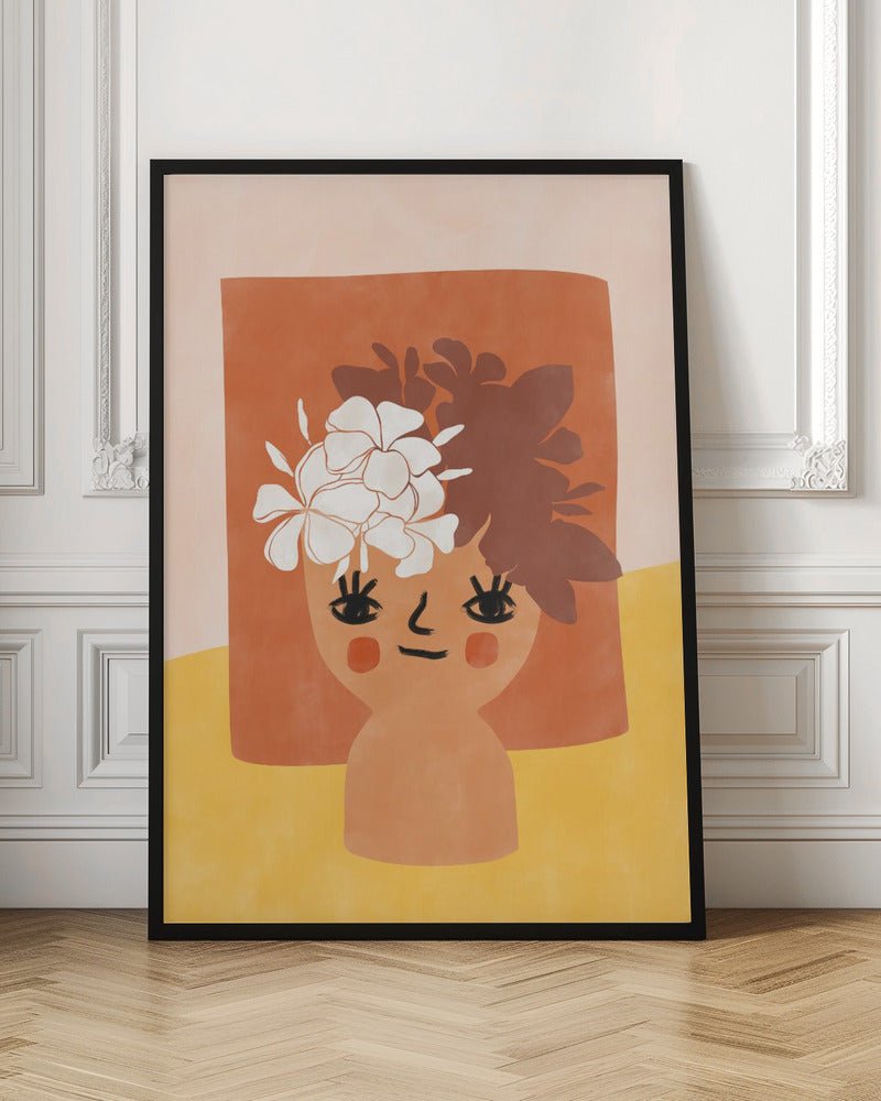 Floral Whimsy Face - Stretched Canvas, Poster or Fine Art Print - I Heart Wall Art - Poster Print, Canvas Print or Framed Art Print