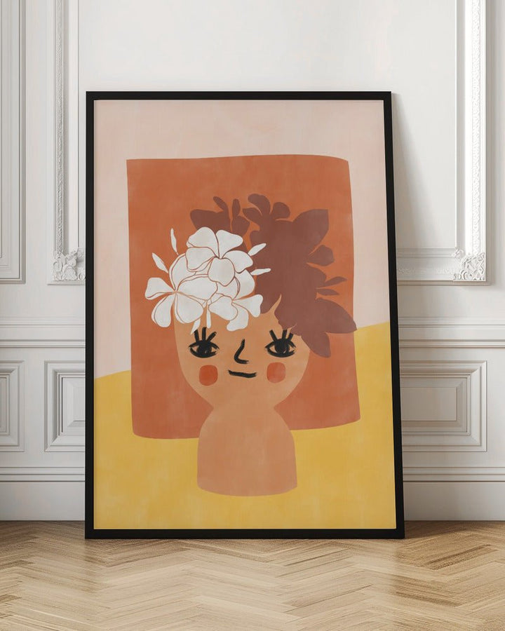 Floral Whimsy Face - Stretched Canvas, Poster or Fine Art Print - I Heart Wall Art - Poster Print, Canvas Print or Framed Art Print