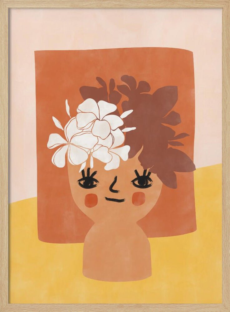Floral Whimsy Face - Stretched Canvas, Poster or Fine Art Print - I Heart Wall Art - Poster Print, Canvas Print or Framed Art Print