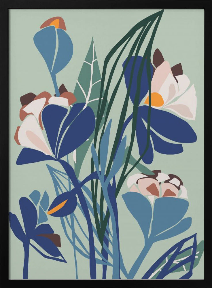 Florals At Night – Modern Illustration Light - Stretched Canvas, Poster or Fine Art Print I Heart Wall Art