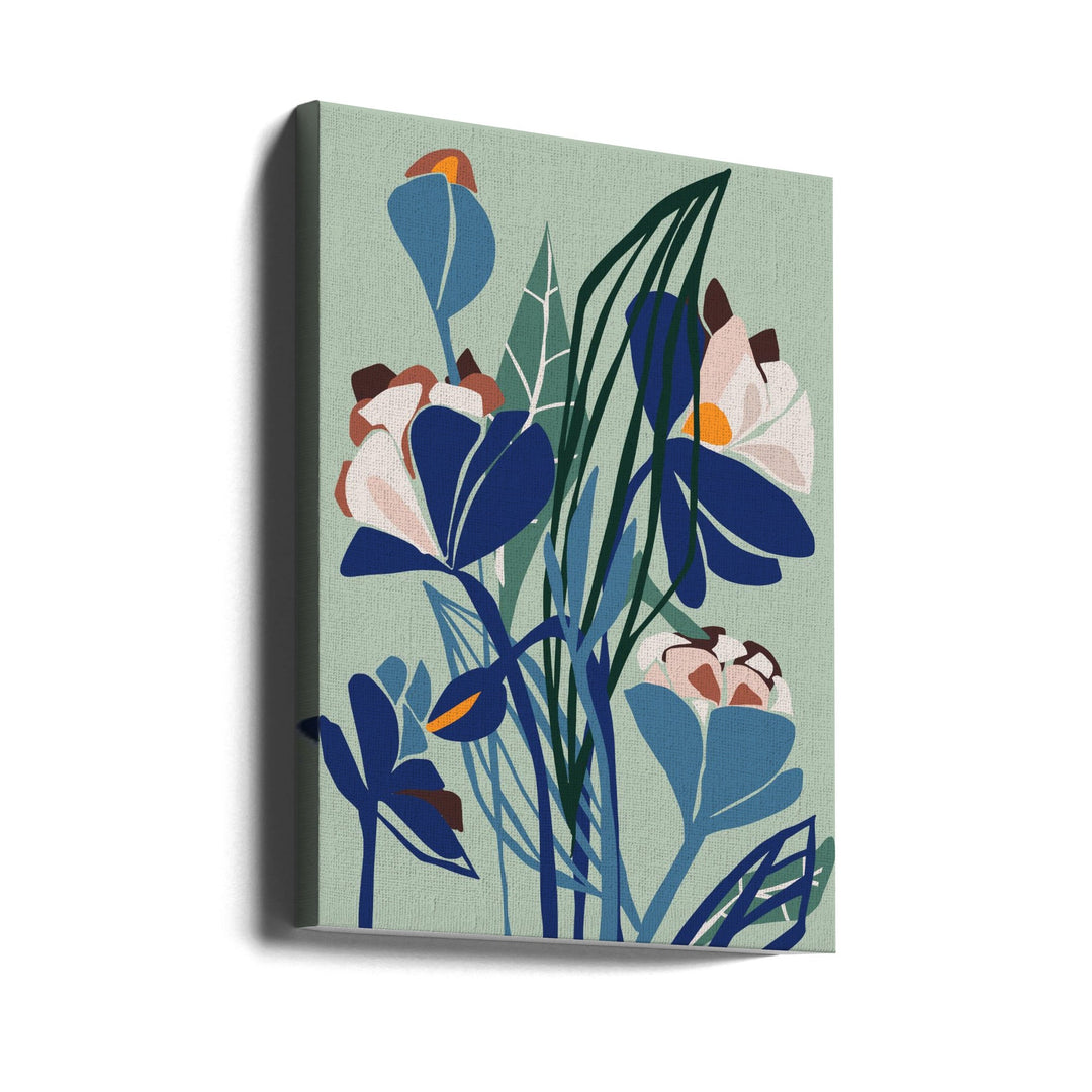Florals At Night – Modern Illustration Light - Stretched Canvas, Poster or Fine Art Print I Heart Wall Art