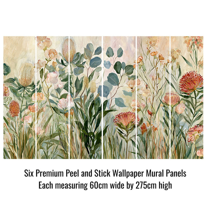Flora’s Embrace- Floral Peel and Stick Premium Wallpaper Mural