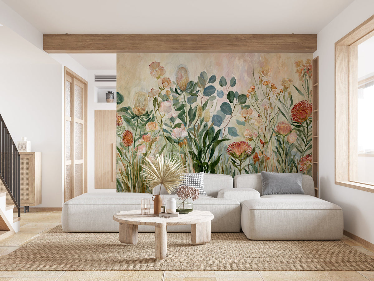Flora’s Embrace- Floral Peel and Stick Premium Wallpaper Mural