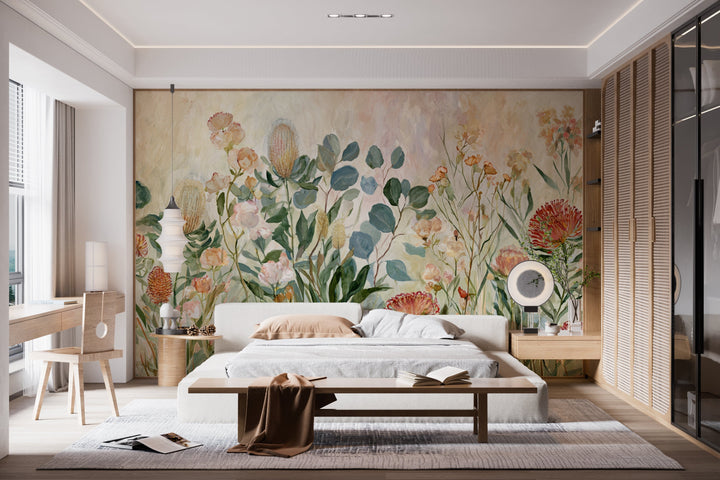 Flora’s Embrace- Floral Peel and Stick Premium Wallpaper Mural