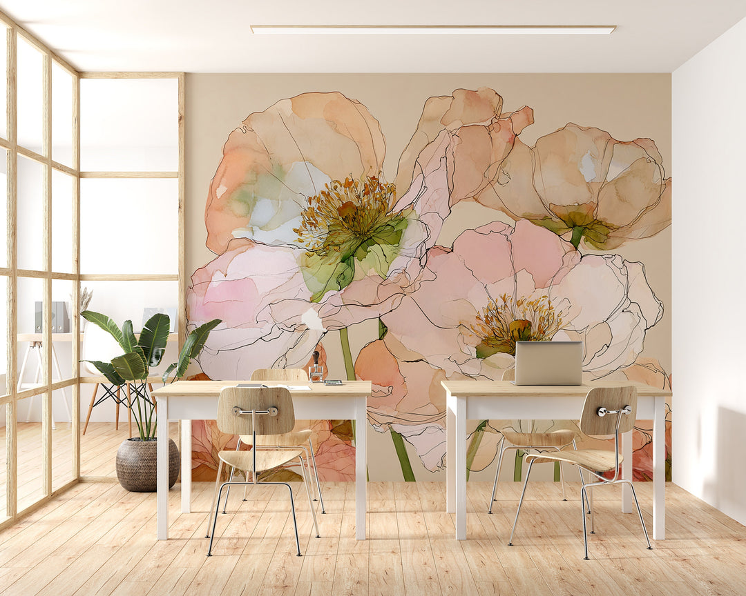 Flourish - Floral Peel and Stick Premium Wallpaper Mural