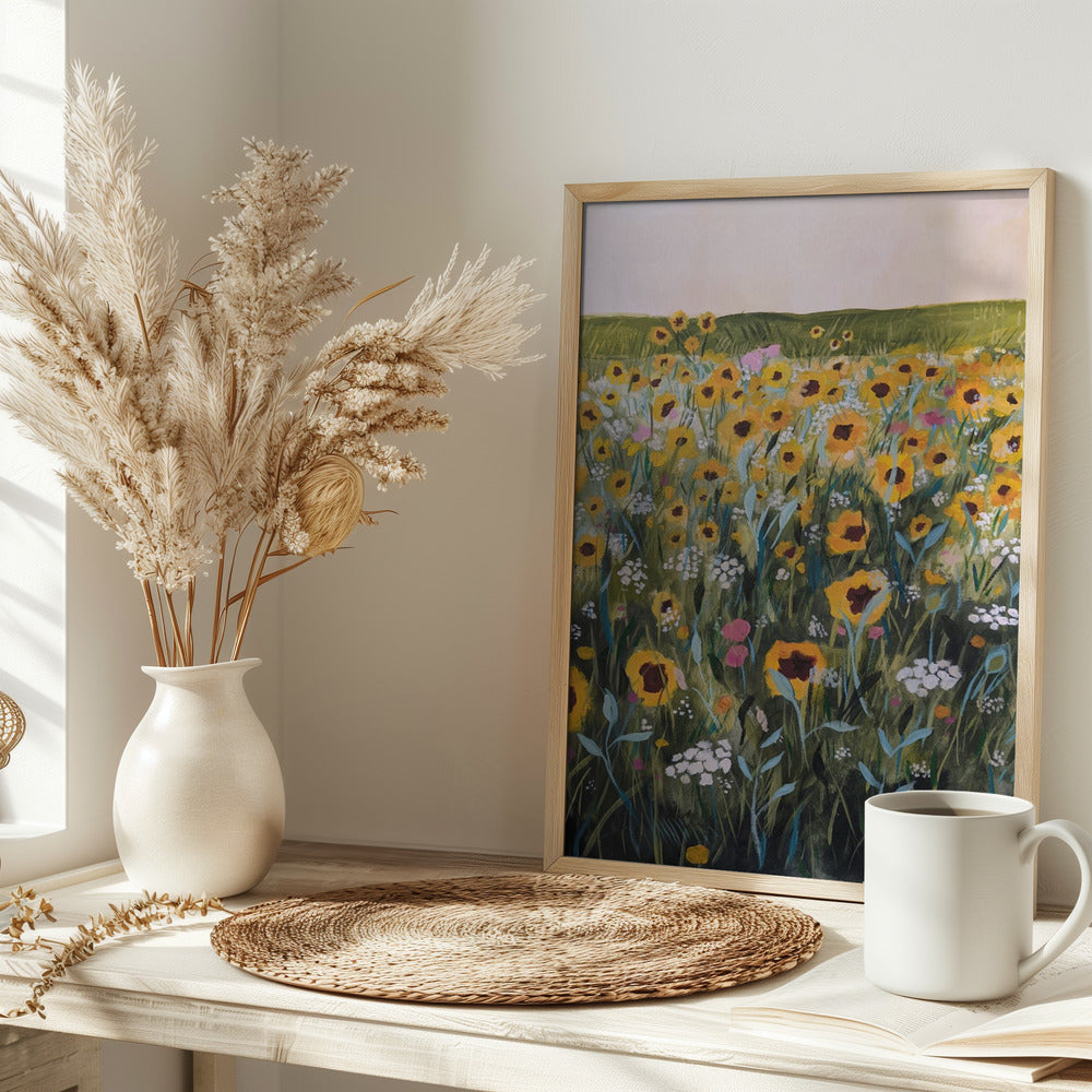 Flower Field - Stretched Canvas, Poster or Fine Art Print I Heart Wall Art