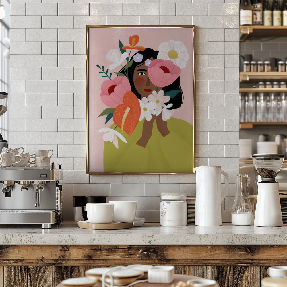 Flower Lady - Stretched Canvas, Poster or Fine Art Print I Heart Wall Art