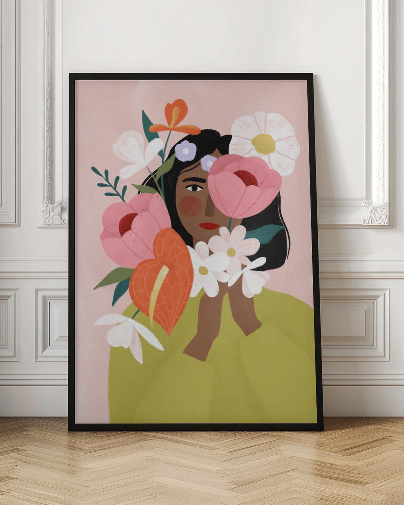 Flower Lady - Stretched Canvas, Poster or Fine Art Print I Heart Wall Art