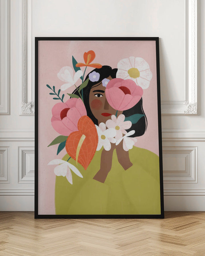 Flower Lady - Stretched Canvas, Poster or Fine Art Print I Heart Wall Art