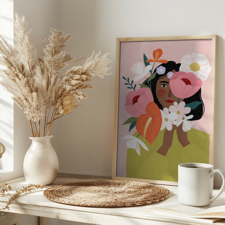Flower Lady - Stretched Canvas, Poster or Fine Art Print I Heart Wall Art