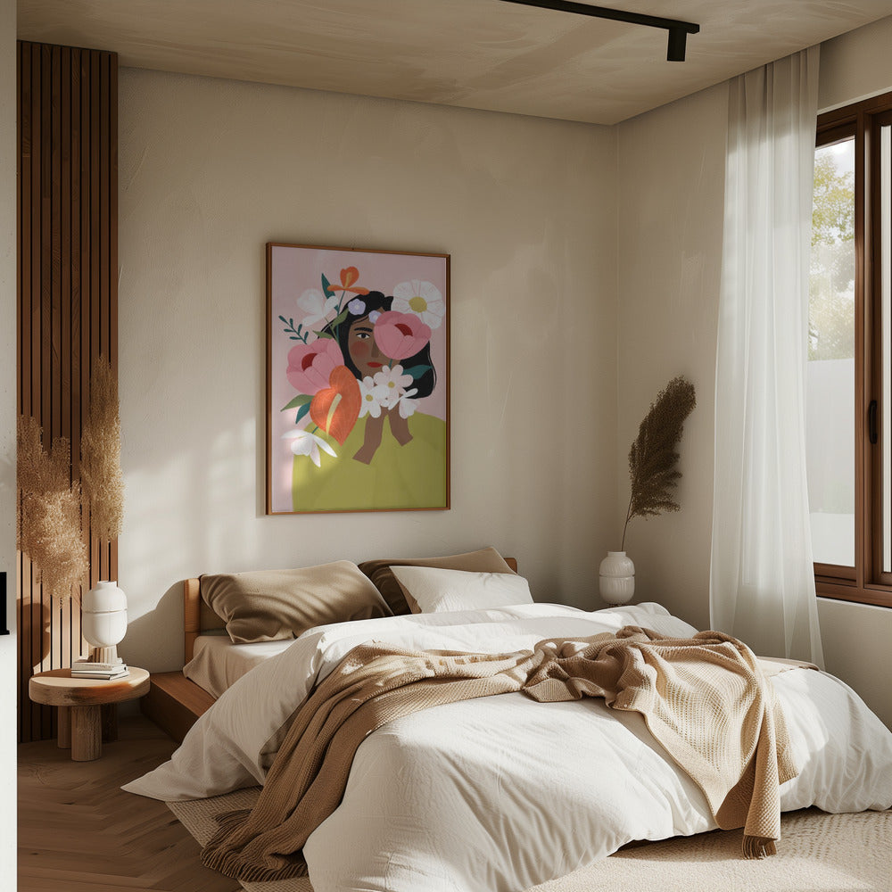 Flower Lady - Stretched Canvas, Poster or Fine Art Print I Heart Wall Art