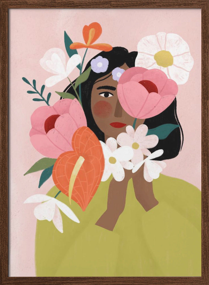 Flower Lady - Stretched Canvas, Poster or Fine Art Print I Heart Wall Art