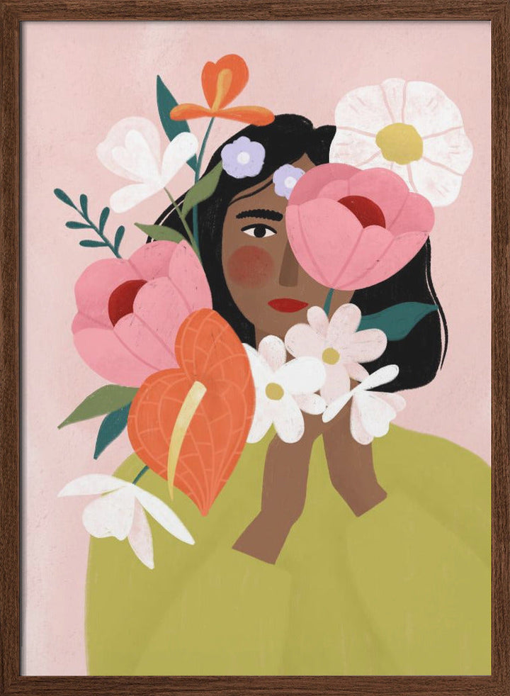 Flower Lady - Stretched Canvas, Poster or Fine Art Print I Heart Wall Art