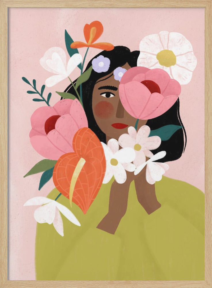 Flower Lady - Stretched Canvas, Poster or Fine Art Print I Heart Wall Art