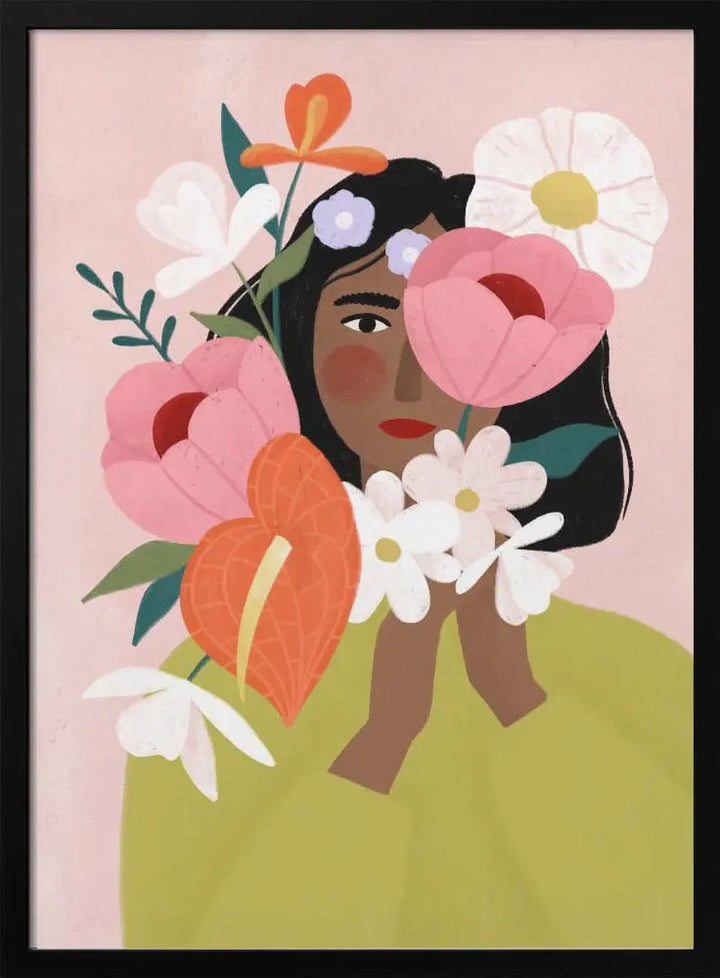 Flower Lady - Stretched Canvas, Poster or Fine Art Print I Heart Wall Art