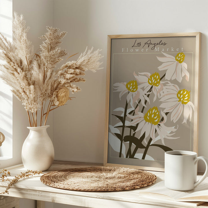 Flower Market Los Angeles Echinacea - Stretched Canvas, Poster or Fine Art Print I Heart Wall Art