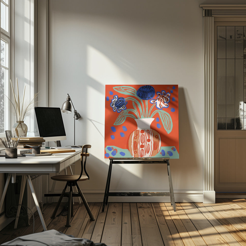 Flower Still Life - Square Stretched Canvas, Poster or Fine Art Print I Heart Wall Art