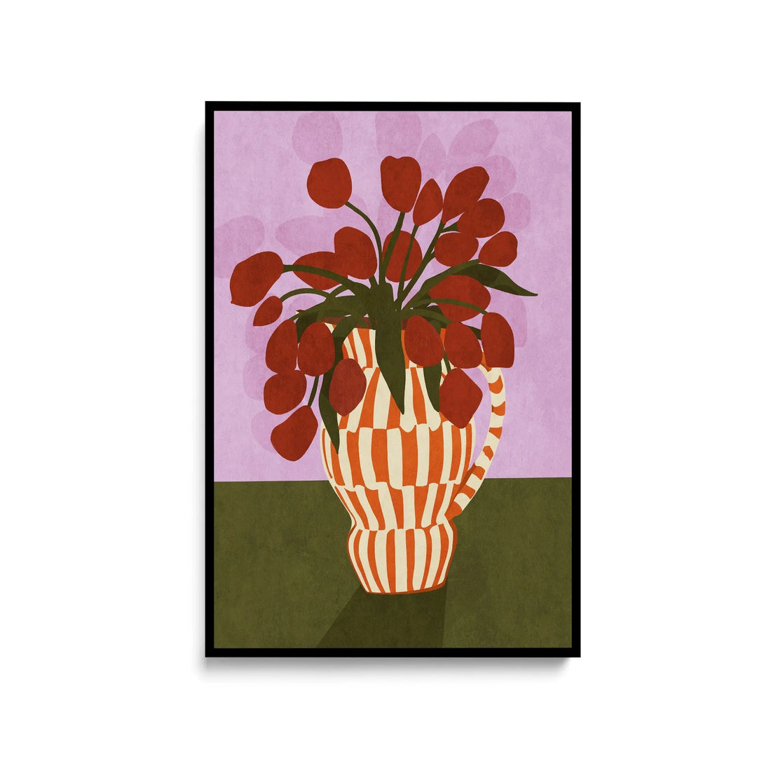 Flower Vase 1 by Emel Tunaboylu -  Contemporary Floral Vase Stretched Canvas Print or Framed Fine Art Print - Artwork I Heart Wall Art Australia