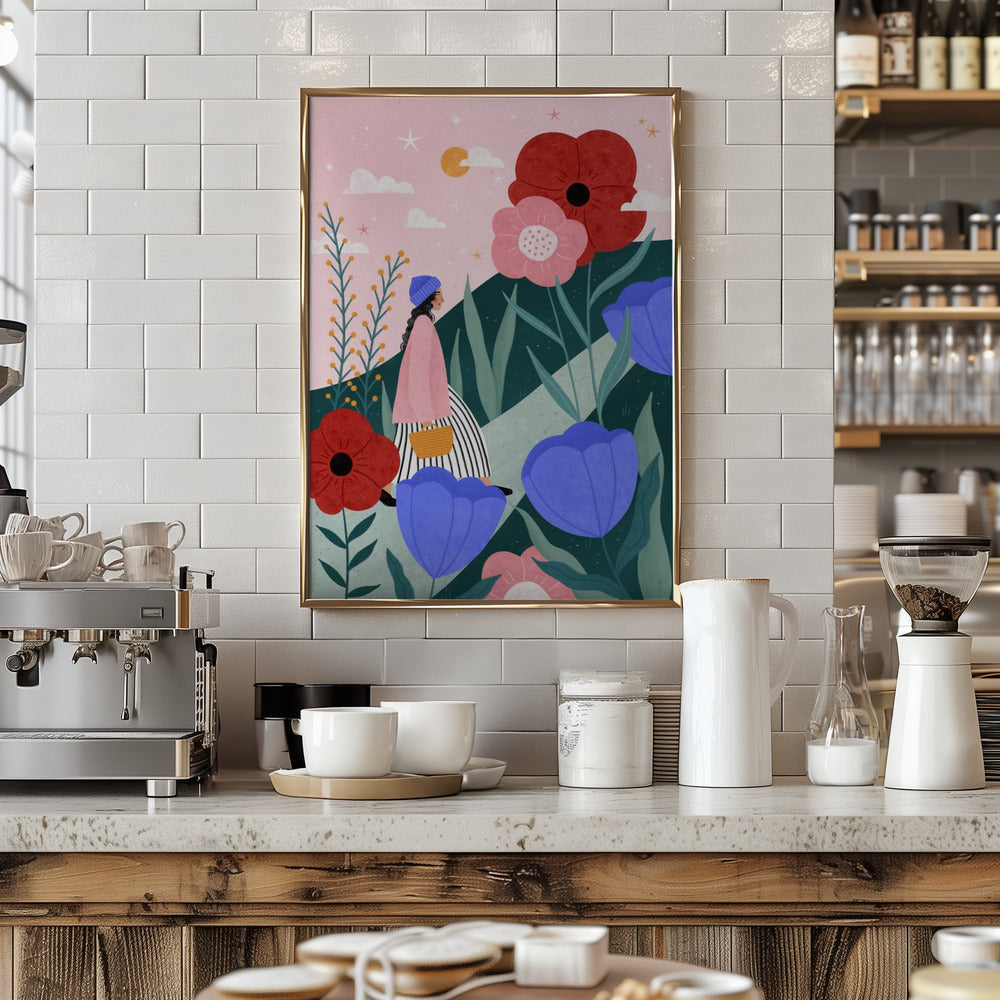 Flower Walk - Stretched Canvas, Poster or Fine Art Print I Heart Wall Art