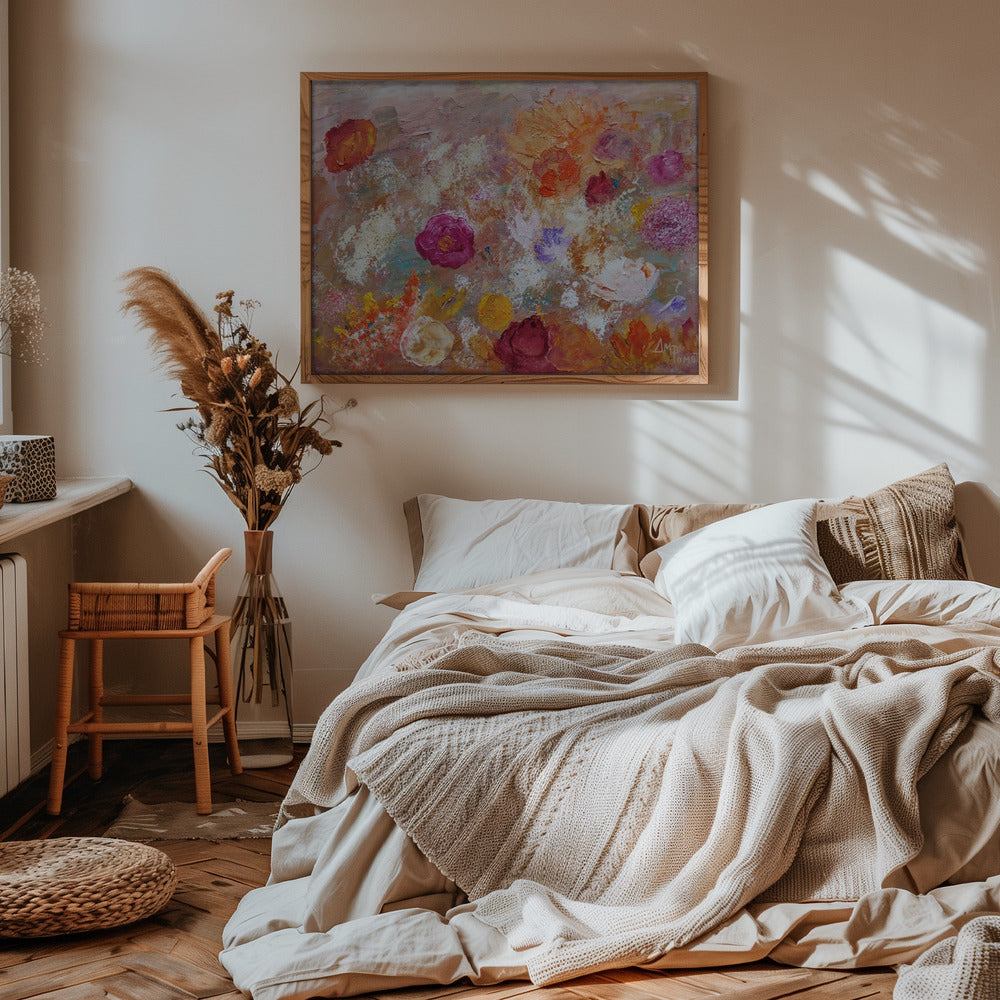 Flower Wall - Stretched Canvas, Poster or Fine Art Print I Heart Wall Art