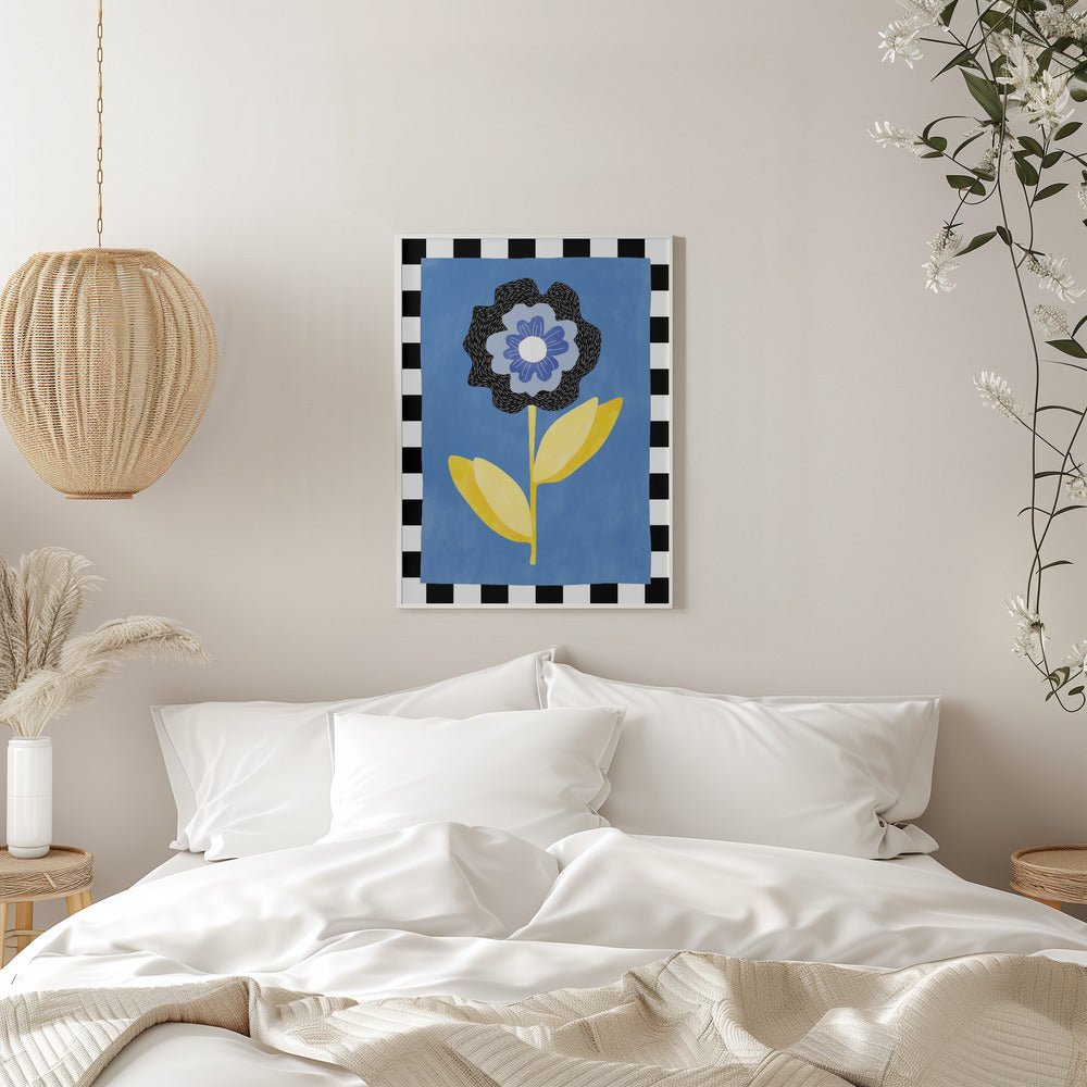 Flower with a Blue and Black Petal - Stretched Canvas, Poster or Fine Art Print - I Heart Wall Art - Poster Print, Canvas Print or Framed Art Print