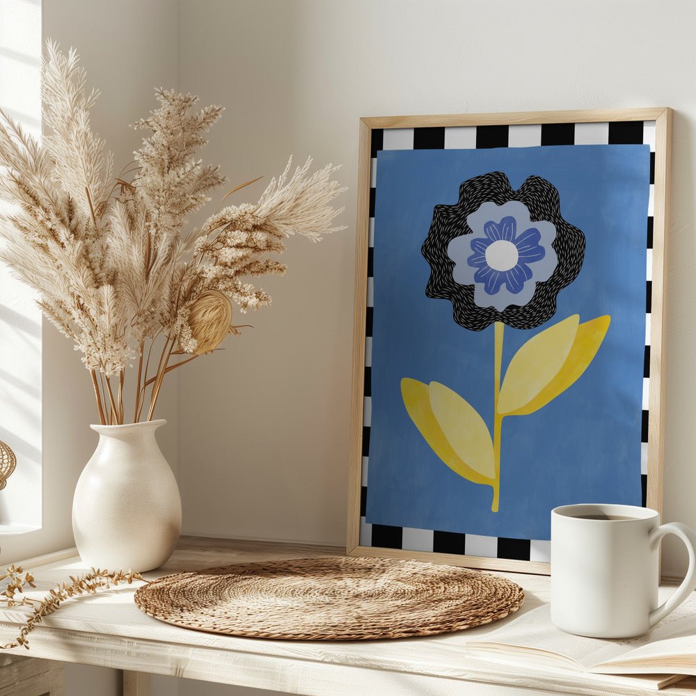 Flower with a Blue and Black Petal - Stretched Canvas, Poster or Fine Art Print - I Heart Wall Art - Poster Print, Canvas Print or Framed Art Print