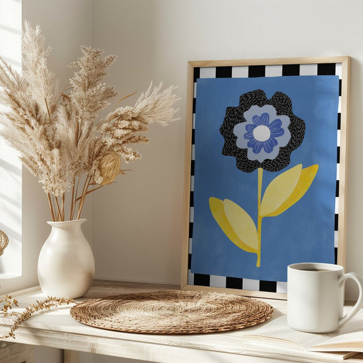 Flower with a Blue and Black Petal - Stretched Canvas, Poster or Fine Art Print - I Heart Wall Art - Poster Print, Canvas Print or Framed Art Print