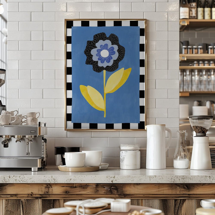 Flower with a Blue and Black Petal - Stretched Canvas, Poster or Fine Art Print - I Heart Wall Art - Poster Print, Canvas Print or Framed Art Print