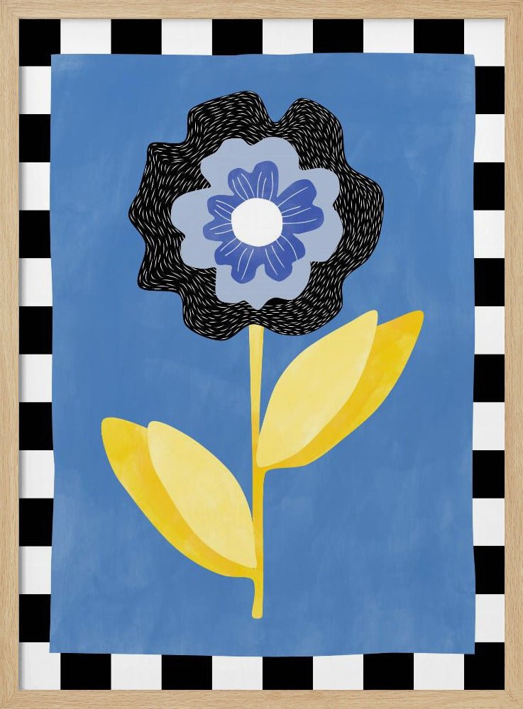 Flower with a Blue and Black Petal - Stretched Canvas, Poster or Fine Art Print - I Heart Wall Art - Poster Print, Canvas Print or Framed Art Print