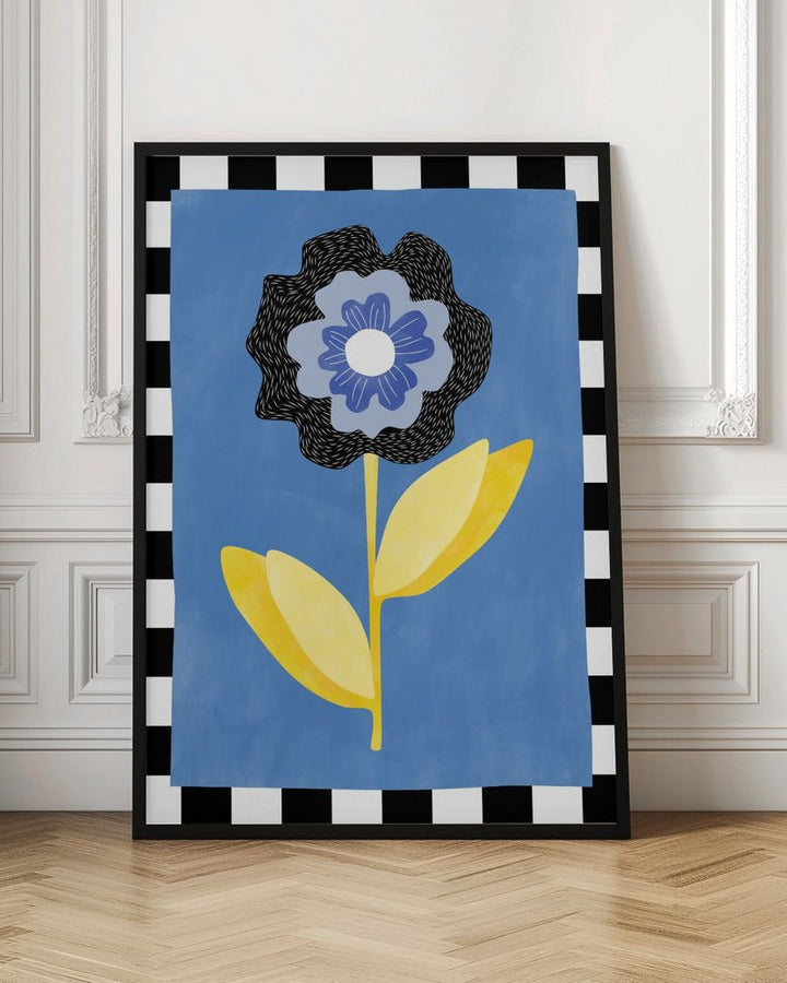 Flower with a Blue and Black Petal - Stretched Canvas, Poster or Fine Art Print - I Heart Wall Art - Poster Print, Canvas Print or Framed Art Print