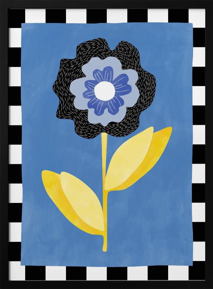 Flower with a Blue and Black Petal - Stretched Canvas, Poster or Fine Art Print - I Heart Wall Art - Poster Print, Canvas Print or Framed Art Print