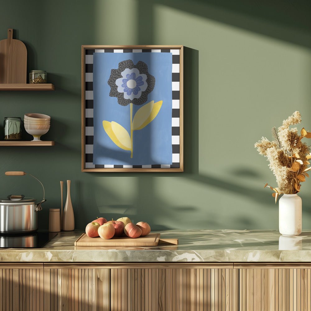 Flower with a Blue and Black Petal - Stretched Canvas, Poster or Fine Art Print - I Heart Wall Art - Poster Print, Canvas Print or Framed Art Print