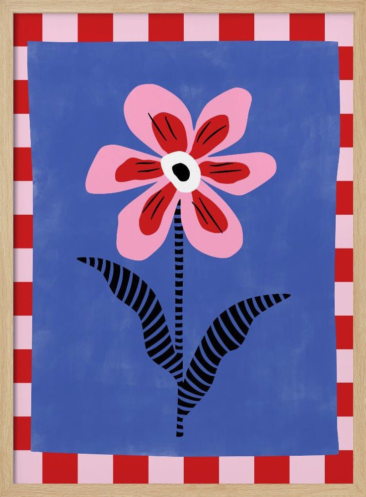 Flower with Pink Petals and Striped Leaves - Stretched Canvas, Poster or Fine Art Print - I Heart Wall Art - Poster Print, Canvas Print or Framed Art Print