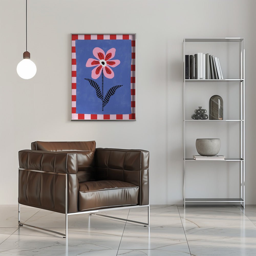 Flower with Pink Petals and Striped Leaves - Stretched Canvas, Poster or Fine Art Print - I Heart Wall Art - Poster Print, Canvas Print or Framed Art Print