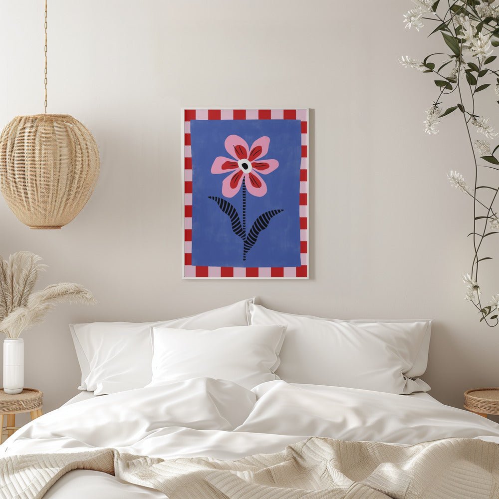 Flower with Pink Petals and Striped Leaves - Stretched Canvas, Poster or Fine Art Print - I Heart Wall Art - Poster Print, Canvas Print or Framed Art Print