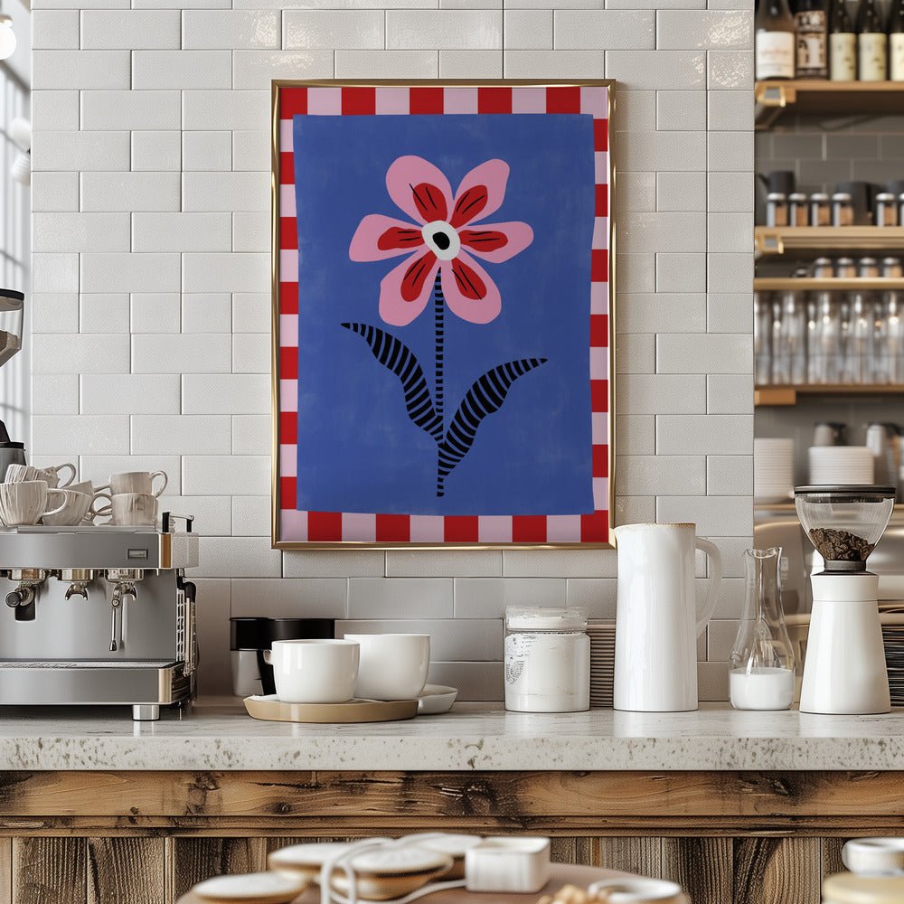 Flower with Pink Petals and Striped Leaves - Stretched Canvas, Poster or Fine Art Print - I Heart Wall Art - Poster Print, Canvas Print or Framed Art Print
