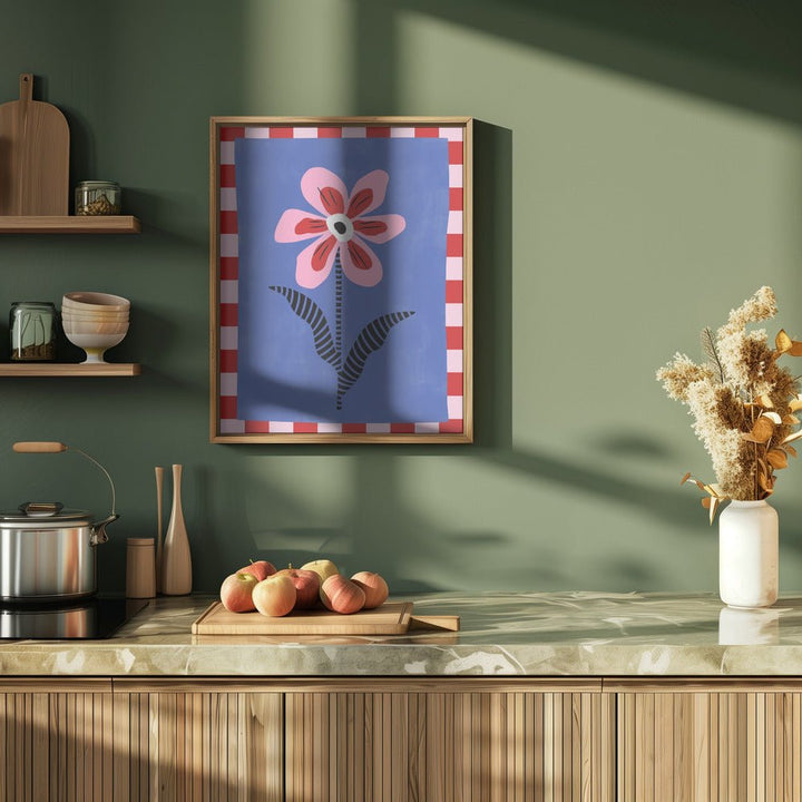 Flower with Pink Petals and Striped Leaves - Stretched Canvas, Poster or Fine Art Print - I Heart Wall Art - Poster Print, Canvas Print or Framed Art Print