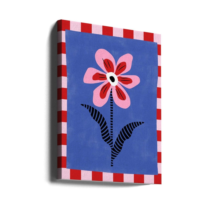 Flower with Pink Petals and Striped Leaves - Stretched Canvas, Poster or Fine Art Print - I Heart Wall Art - Poster Print, Canvas Print or Framed Art Print