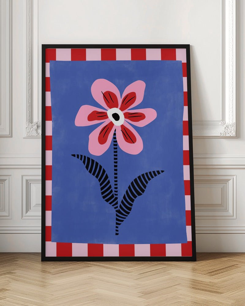 Flower with Pink Petals and Striped Leaves - Stretched Canvas, Poster or Fine Art Print - I Heart Wall Art - Poster Print, Canvas Print or Framed Art Print